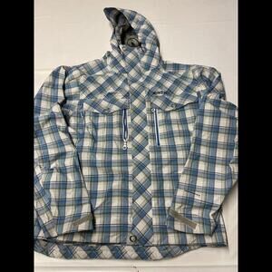 Mens SOLSTICE Blue Plaid Waterproof Microshed Jacket Sz L